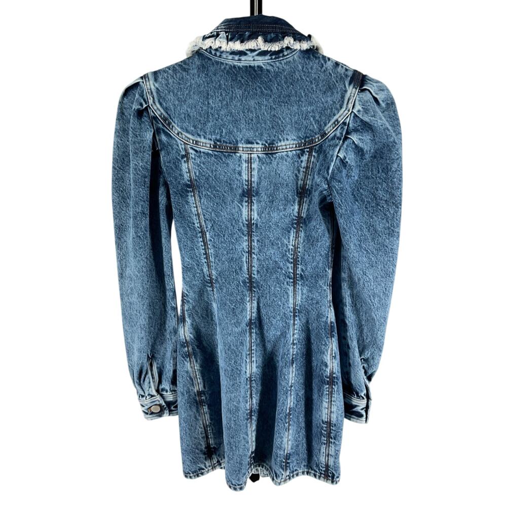 Alessandra Rich Distressed Blue Frayed Collar Mini Dress Size 36 IT / US 0 NWT - Picture 3 of 6
